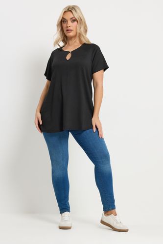 Top Noir Texturé Avec Détail Goutte D'eau Size 48 - Yours - Modalova