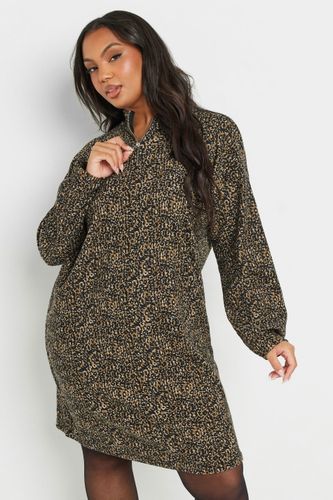 Curve Robe Pull Côtelée Marron À Imprimé Léopard Size 54-56 - Yours - Modalova