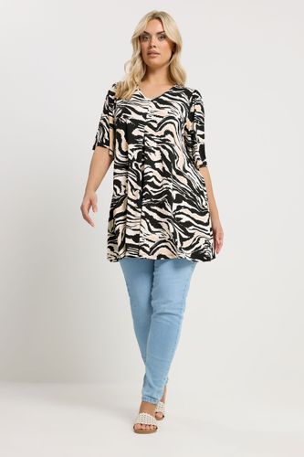 Haut Noir À Motif Zèbre Plissé Sur Le Devant Size 48 - Yours - Modalova