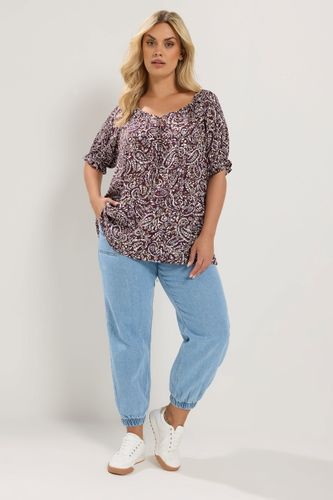 Top Marron À Imprimé Abstrait Size 48 - Yours - Modalova