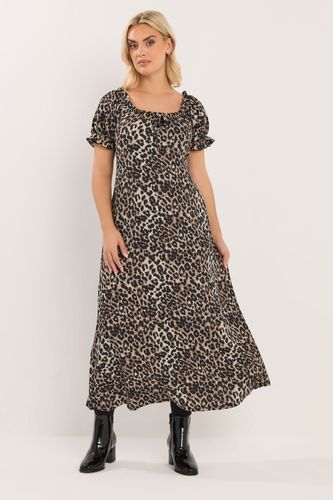 Curve Robe Longue Texturée À Imprimé Léopard Beige Et Marron Size 58-60 - Yours - Modalova
