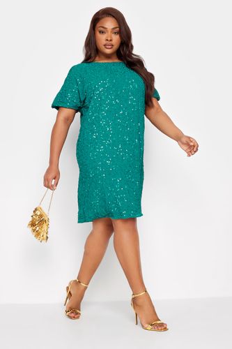 Luxe Robe Coupe Droite Bleu Sarcelle À Sequinssize 46 - Luxe: Ultimate Embellishment - Modalova