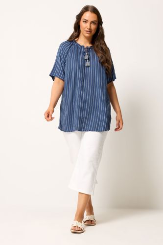 Blouse Brodée À Encolure Fendue Bleu Marine À Rayures Size 46 - Yours - Modalova