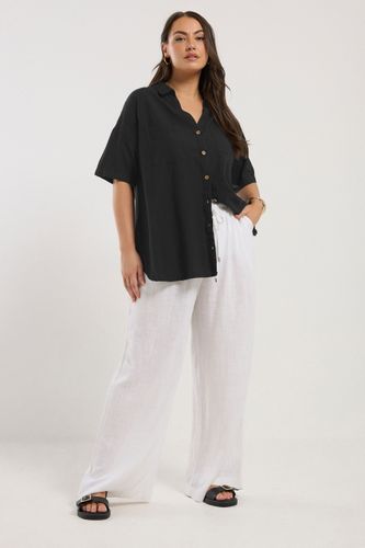 Chemisier Noir Ample En Lin Size 48 - Yours - Modalova