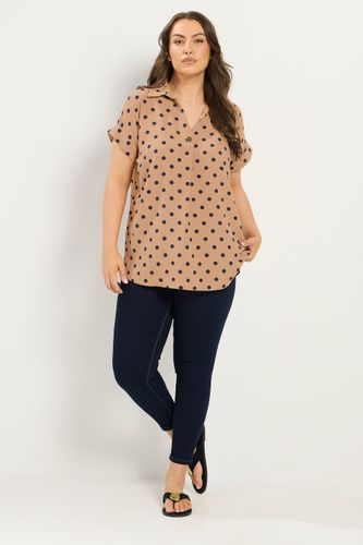 Chemise Plissée Devant Marron Naturel À Pois Size 48 - Yours - Modalova