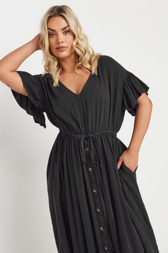 Robe Style Chambray Maxi Noire Plissée Size 46 - Yours - Modalova