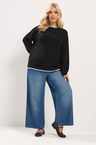 Plus Size Contrast Waffle Jumper Size 42-44 - Yours - Modalova