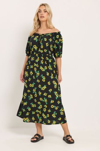 Robe Longue Noire À Imprimé Tournesol Size 42 - Yours - Modalova