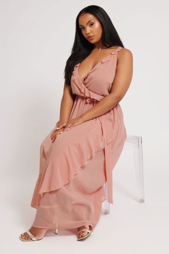 Robe Rose Volantée Demoiselle D'honneur Size 46 - Yours London - Modalova