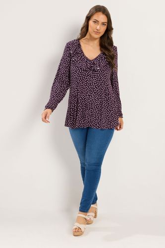 Chemisier À Volants Violet À Pois Size 62-64 - Yours - Modalova