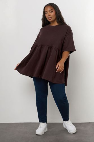 Curve Haut Péplum En Coton Marron Chocolat Size 42 - Yours - Modalova