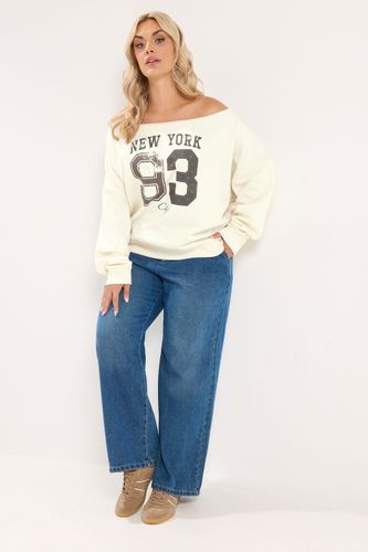 Sweatshirt Crème À Épaules Dénudées « New York » Size 50-52 - Yours - Modalova