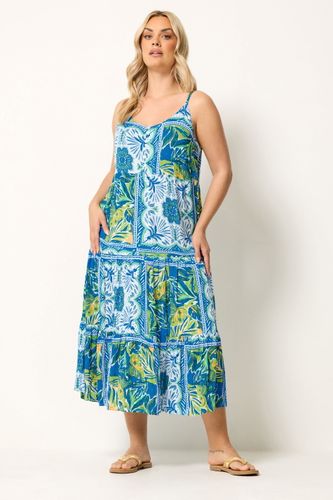 Robe Longue Étagée Bleue Size 48 - Yours - Modalova