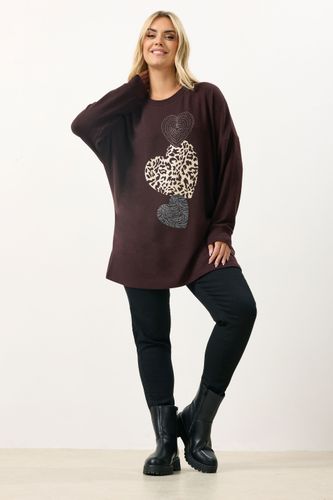Pull À Cœurs Ornementés Chocolat Size 46 - Yours - Modalova