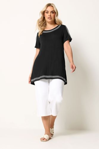 Tshirt Noir À Bordures Brodées Size 48 - Yours - Modalova
