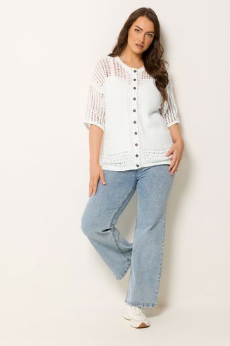 Cardigan Ivoire En Maille Ajourée Size 46-48 - Yours - Modalova
