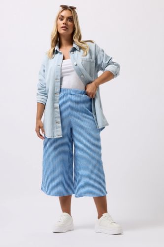 Curve Culotte Midaxi Texturée À Carreaux Bleus Size 48 - Yours - Modalova