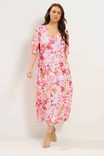 Robe Longue Rose À Fleurs Size 50-52 - Yours - Modalova