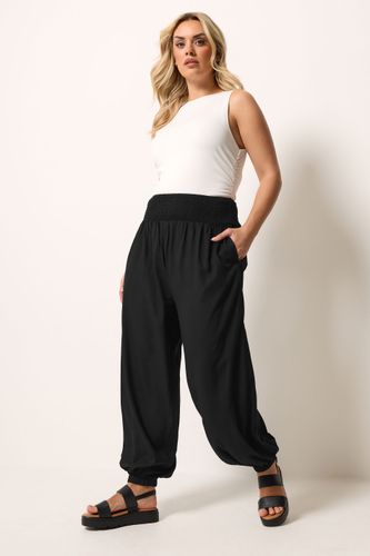 Pantalon Harem Noir À Taille Smockée Size 48 - Yours - Modalova