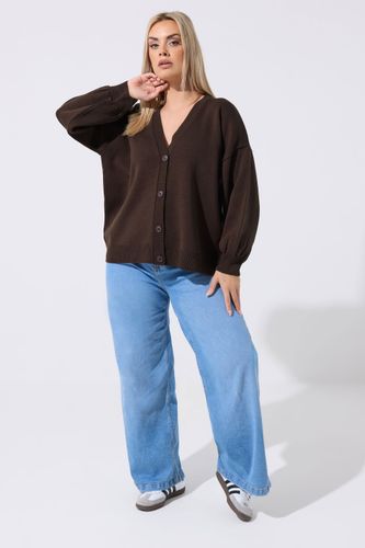 Cardigan À Manches Ballon Marron Chocolat Size 46-48 - Limited Collection - Modalova