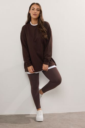 Legging Marron Stretch En Coton Size 54 - Yours - Modalova