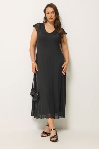 Robe Longue Noire À Mancherons En Mesh Size 42 - Yours - Modalova