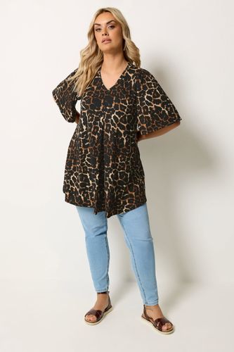 Top Évasé Marron À Imprimé Léopard Size 54-56 - Yours - Modalova