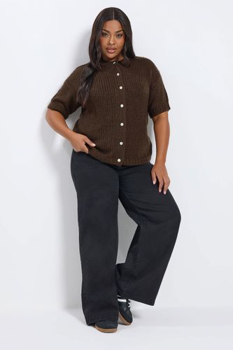 Cardigan À Manches Courtes Chocolat Size 46-48 - Yours - Modalova