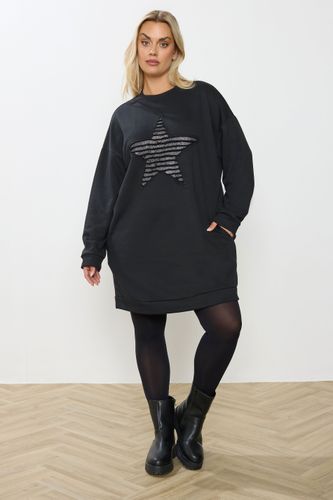 Robe Sweatshirt Noire Métallisée Size 48 - Yours - Modalova