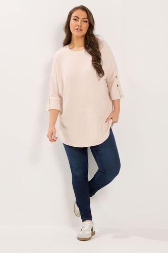 Top Côtelé Doux À Manches Boutonnées Rose Size 44 - Yours - Modalova