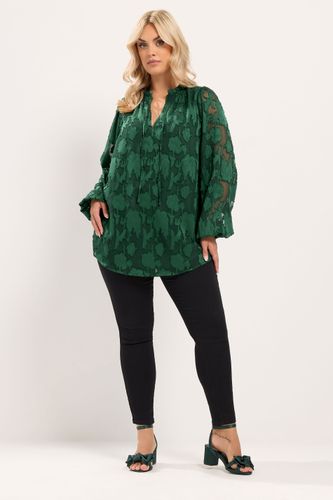 Blouse Grande Taille Verte Texturée À Motif Abstrait Avec Col Volanté Size 48 - Yours - Modalova