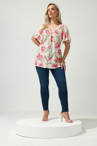 Top Trapèze Blanc À Fleurs Avec Boucle Size 44 - Yours London - Modalova