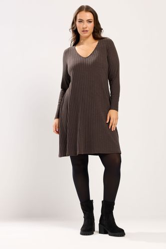Robe Courte Évasée En Maille Côtelée Chocolat Size 44 - Yours - Modalova