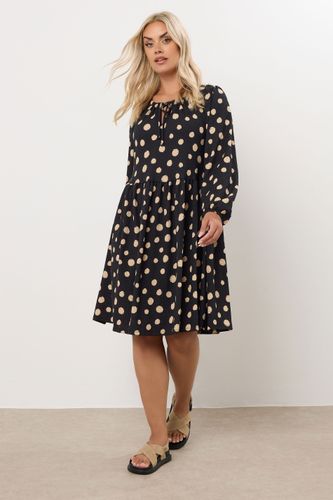 Robe Noire À Pois Et Col Noué Size 50-52 - Yours - Modalova