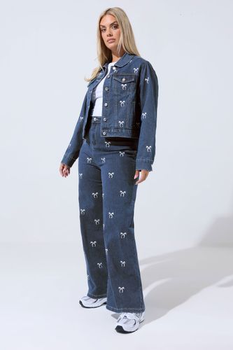 Veste En Jean Brodée Bleu Indigo Avec Nœud Size 46 - Limited Collection - Modalova
