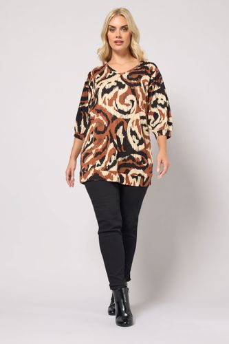 Top À Manches Bouffantes Et Imprimé Abstrait Noir Size 54-56 - Yours - Modalova