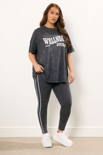 Active Legging Gris Délavé À Rayures Latérales Size 44 - Yours - Modalova