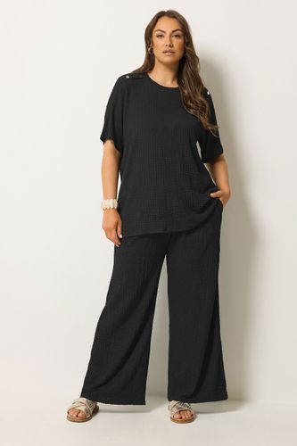 Pantalon Large Texturé Façon Bulles Noir Size 46 - Yours - Modalova