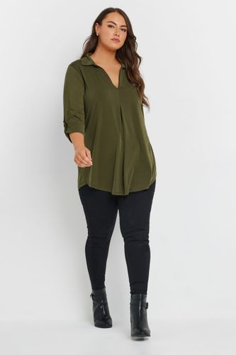 Top Vert Kaki Plissé Volanté En Jersey Size 48 - Yours - Modalova