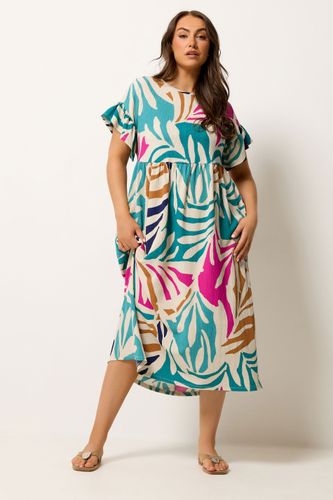 Robe Longue À Imprimé Abstrait Marron Naturel Et Vert Size 58-60 - Yours - Modalova