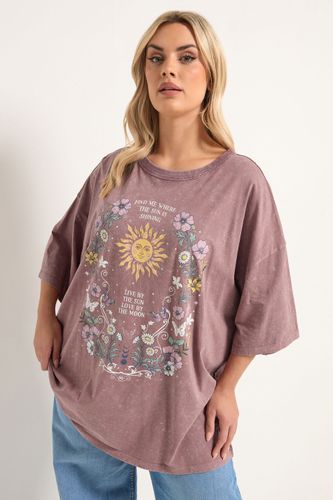 Tshirt Droit Rose À Fleurs Et Imprimé Graphique Soleil Size 48 - Yours - Modalova