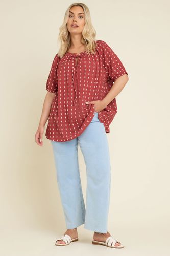 Top Rouille À Motif Manches Courtes Bouffantes Size 42 - Yours - Modalova