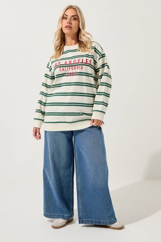 Sweatshirt À Rayures Blanches Et Vertes « Los Angeles » Size 54-56 - Yours - Modalova