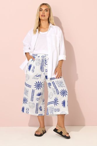 Culotte Midaxi Blanche À Imprimé Coquillages Size 54-56 - Yours - Modalova