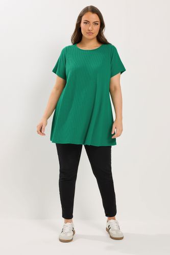 Top Évasé En Maille Côtelée Vert Vif Size 44 - Yours - Modalova