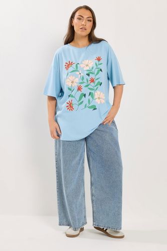 Tshirt À Motif Graphique Floral Bleu Size 48 - Yours - Modalova