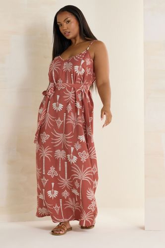 Robe Fluide Rouille Palmiers Size 48 - Yours - Modalova