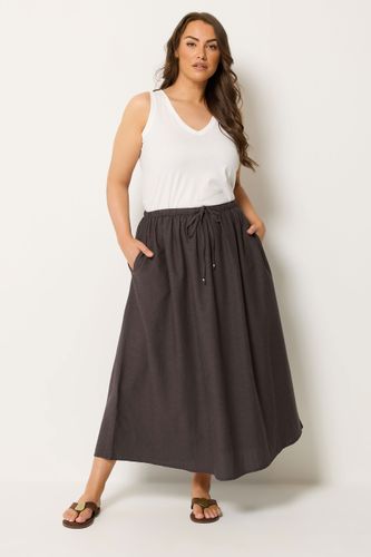 Jupe Longue En Lin Marron Chocolat Size 48 - Yours - Modalova