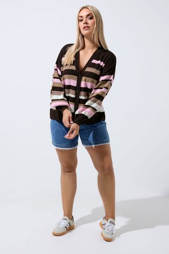 Cardigan Marron Chocolat À Rayures Size 50-52 - Limited Collection - Modalova