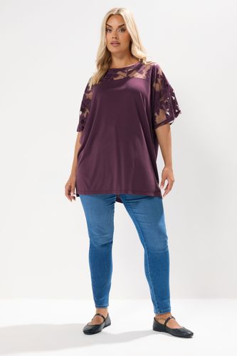 Tshirt Carré À Imprimé Floral Violet Size 42 - Yours - Modalova